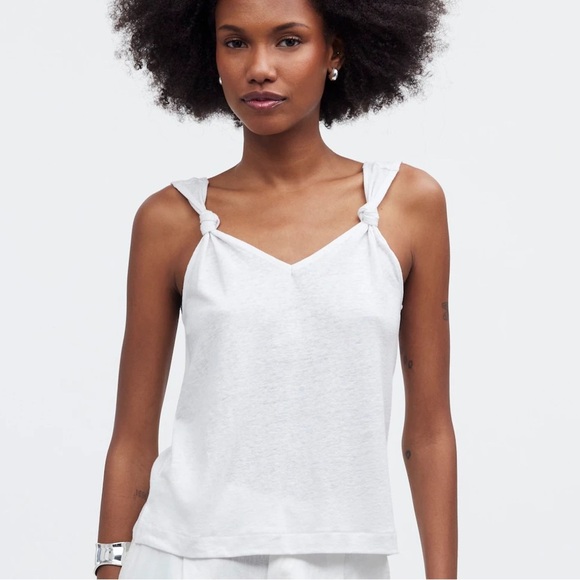 Madewell Wool Blend White Knotted-Strap Tank Top Size Small - Picture 1 of 5
